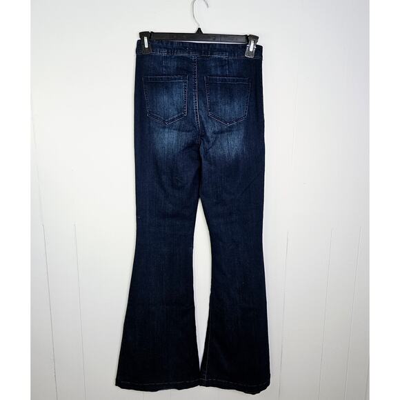 Altar'd State Dark Wash High Rise Flare Leg Jeans Boho Hippie Denim Size 28/7 - Picture 2 of 12